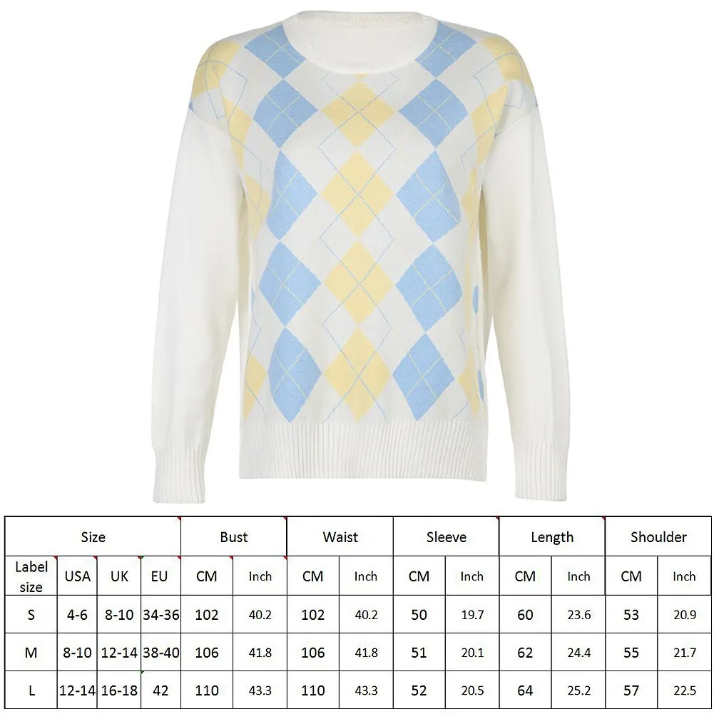 

-Plaid Rhombus Sweater for Women, Knitted Pullover, Y2K Style Argyle sweater, white collar, V-neck,style,Korean style
