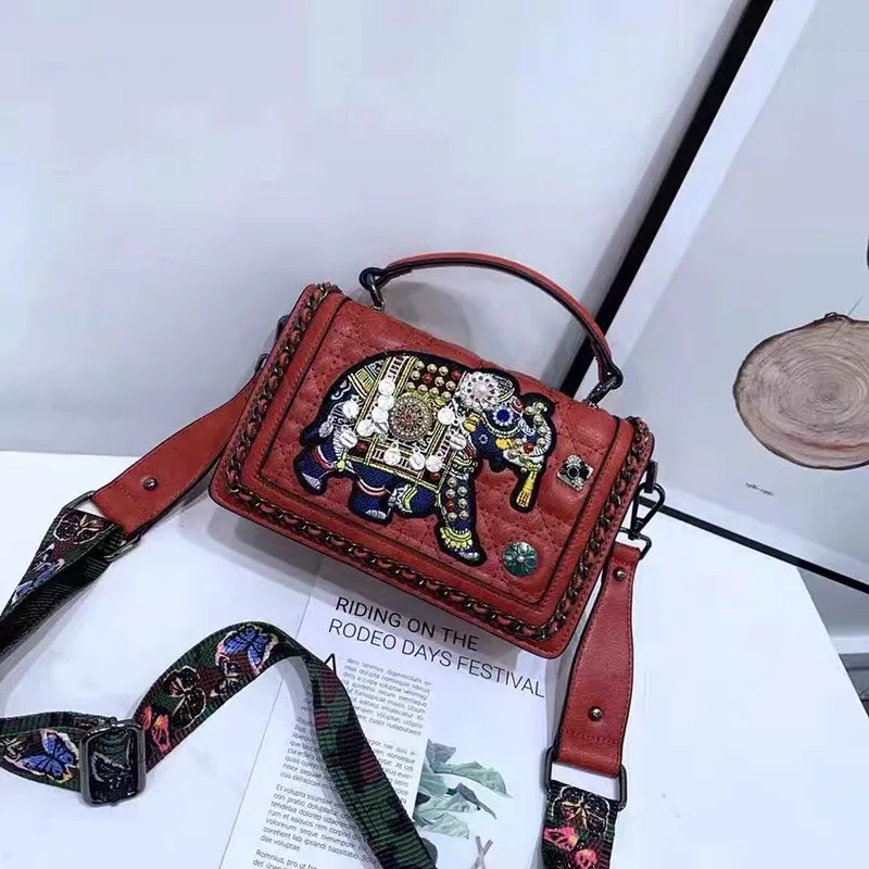 Вышитая слоном Высококачественная Новинка 2020 маленькая квадратная сумка на одно