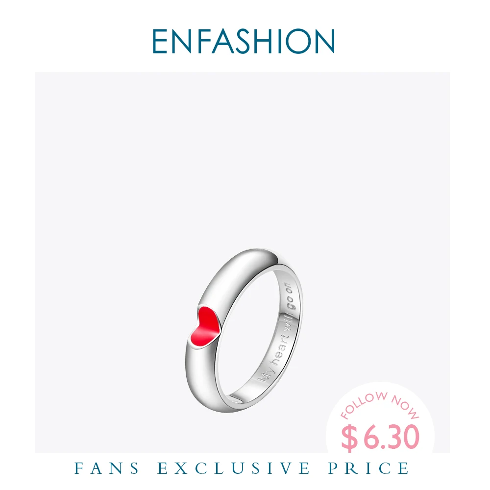 EnFashion кольцо с сердцем красного цвета Любовь палец Пара Кольца для женщин милые