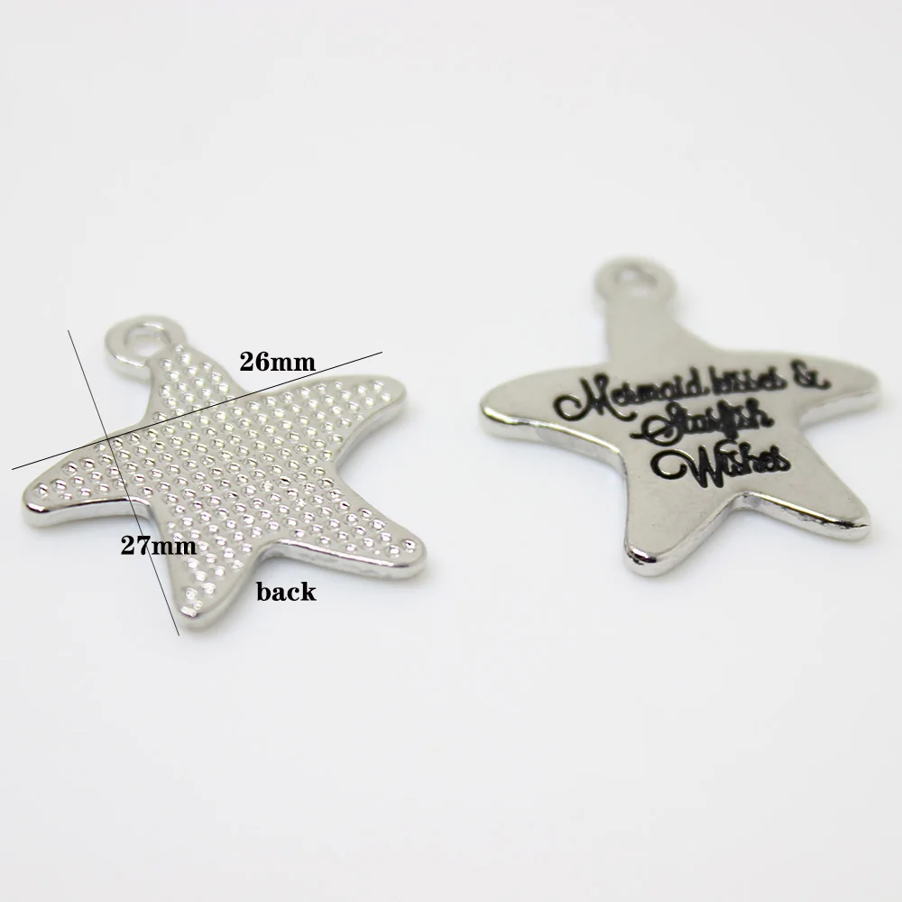 8 шт. звезда 27x26 мм поцелуи русалки и морские звезды пожелания подвески ожерелье
