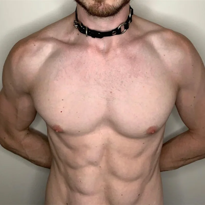 Фетиш для мужчин средства ухода за кожей Шеи бондаж кожаный ошейник ремня через