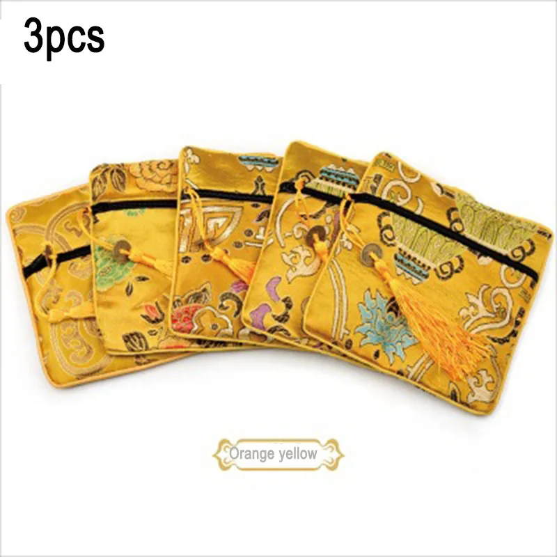3 шт./компл. парча монета кошелек для хранения ювелирных изделий сумка с кисточкой