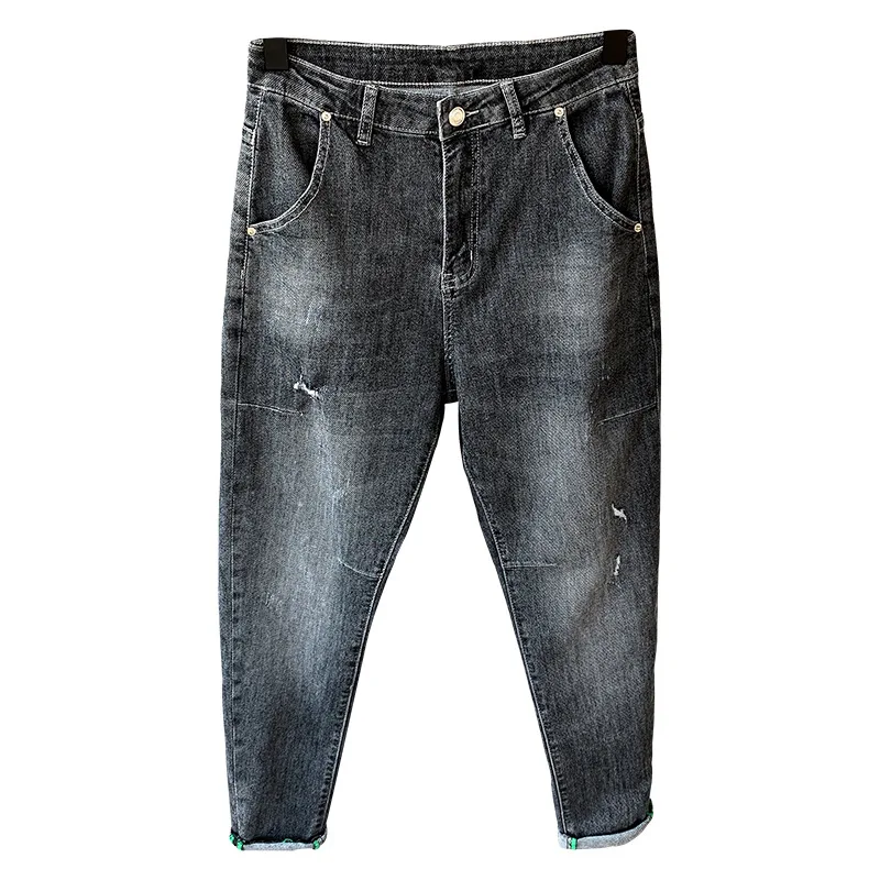 

Luren Spring and Summer Jeans All-matching Ankle-length Pants Men's Korean-style Trendy Harem Small Pants Worn Beggar Pants Men