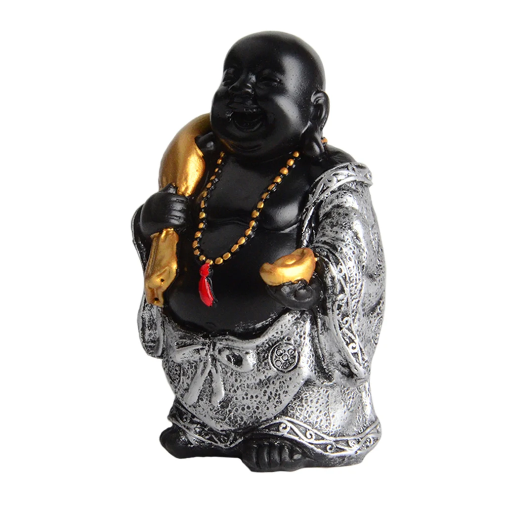 

Resin Buddha Figurines Standing Lauging Monk Statues Car Ornaments
