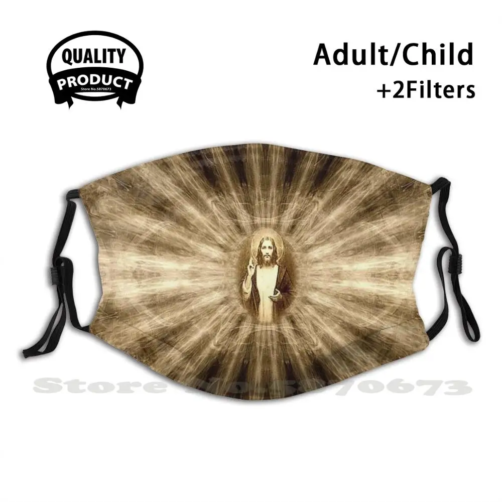

Jesus God Sacred Geometry Fractal Pattern Anti Dust Face Mask Washable Filter Reusable Prayer Christ God Religion Religious