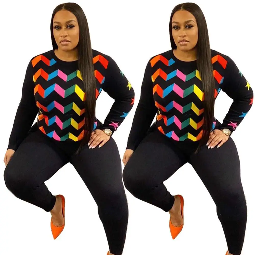 Женские костюмы с геометрическим принтом в виде звезд повседневный Женский