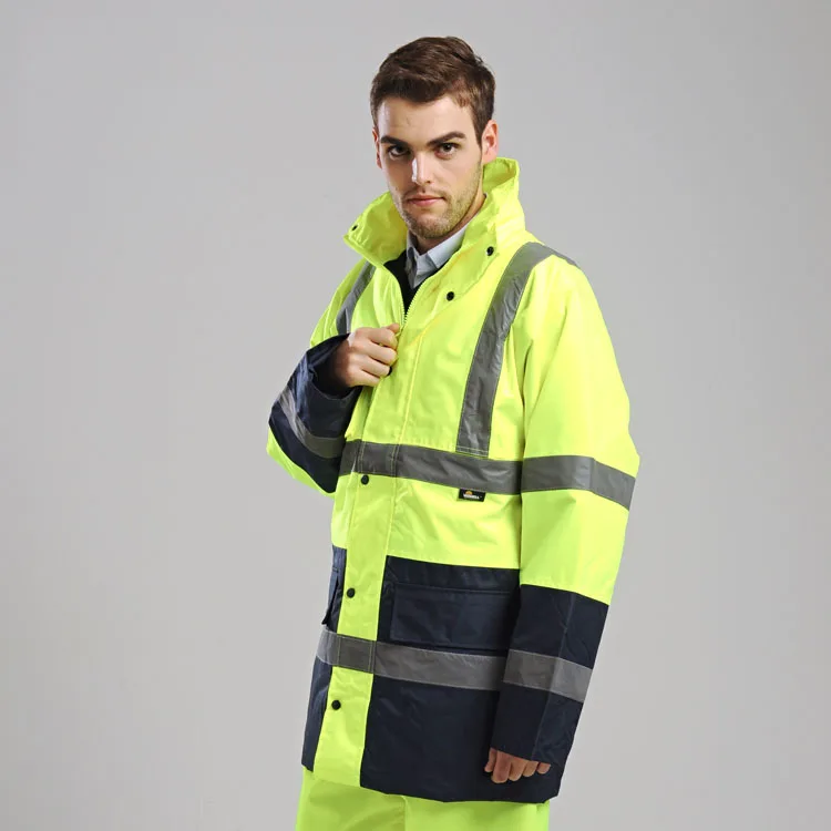 EN471 ANSI/SEA 107 Hi vis двухцветная водонепроницаемая куртка для парка безопасности со светоотражающей лентой оранжевая рабочая одежда зимняя куртка