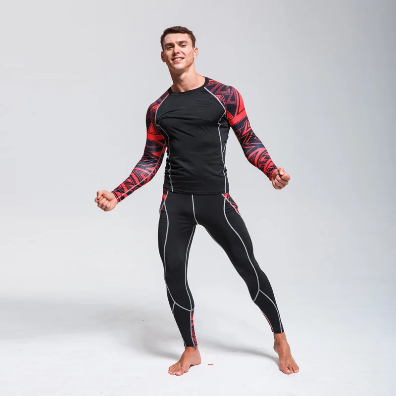 New Men's Rashguard Running Shirt Gym Shirt Long Sleeve Sports Compression Shirt Dry Fit Shirts For Men Fitness