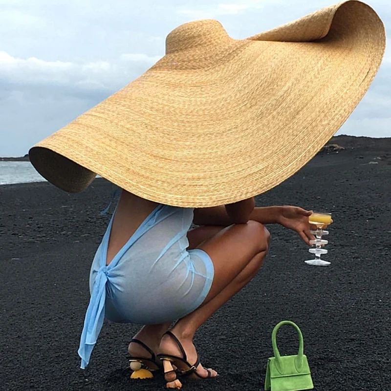 

Summer Super Large Sun Hat Fashion Beach Caps Adjustable Foldable Straw Cap Cover Anti-Uv Sun Protection Hats Straw Hat Beach Va