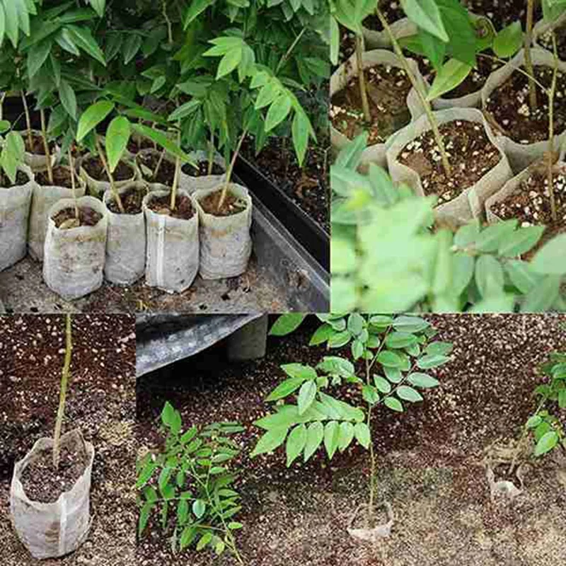 

500PCS Biodegradable Non-Woven Nursery Bags Plant Grow Bags Fabric Seedling Pots Eco-Friendly Aeration Planting Bags