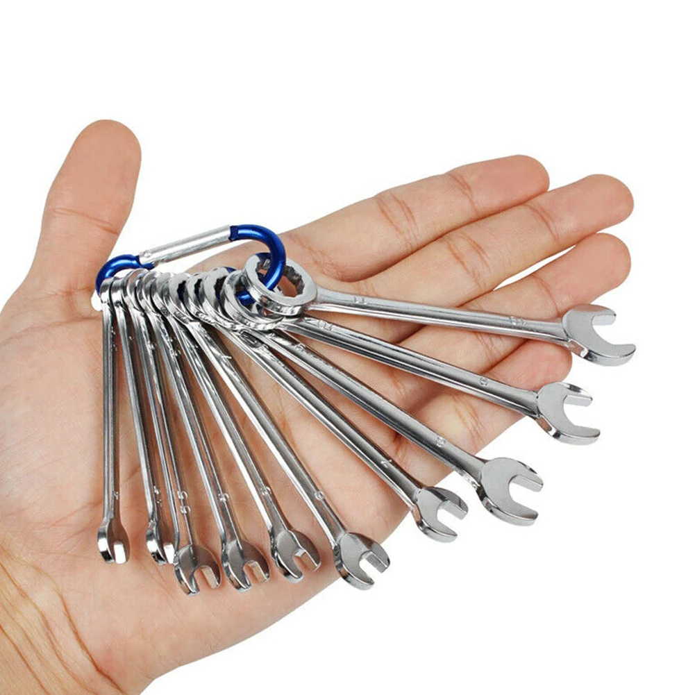 

10pcs Multifunctional Dual Use Portable Combination Mini 4-11mm Hand Tools Durable Home Wrench Set Spanner Plum End Repair