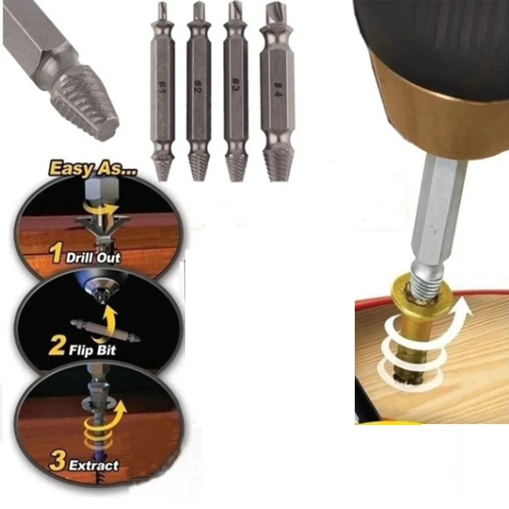 4 шт. набор винтовых сверл S2 для быстрого извлечения поврежденных сверл|Метчик с