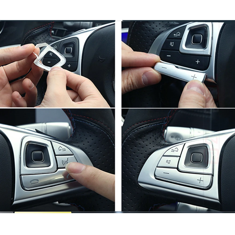 8 шт. серебристый матовый чехол на руль автомобиля накладка кнопки для Mercedes E-Class