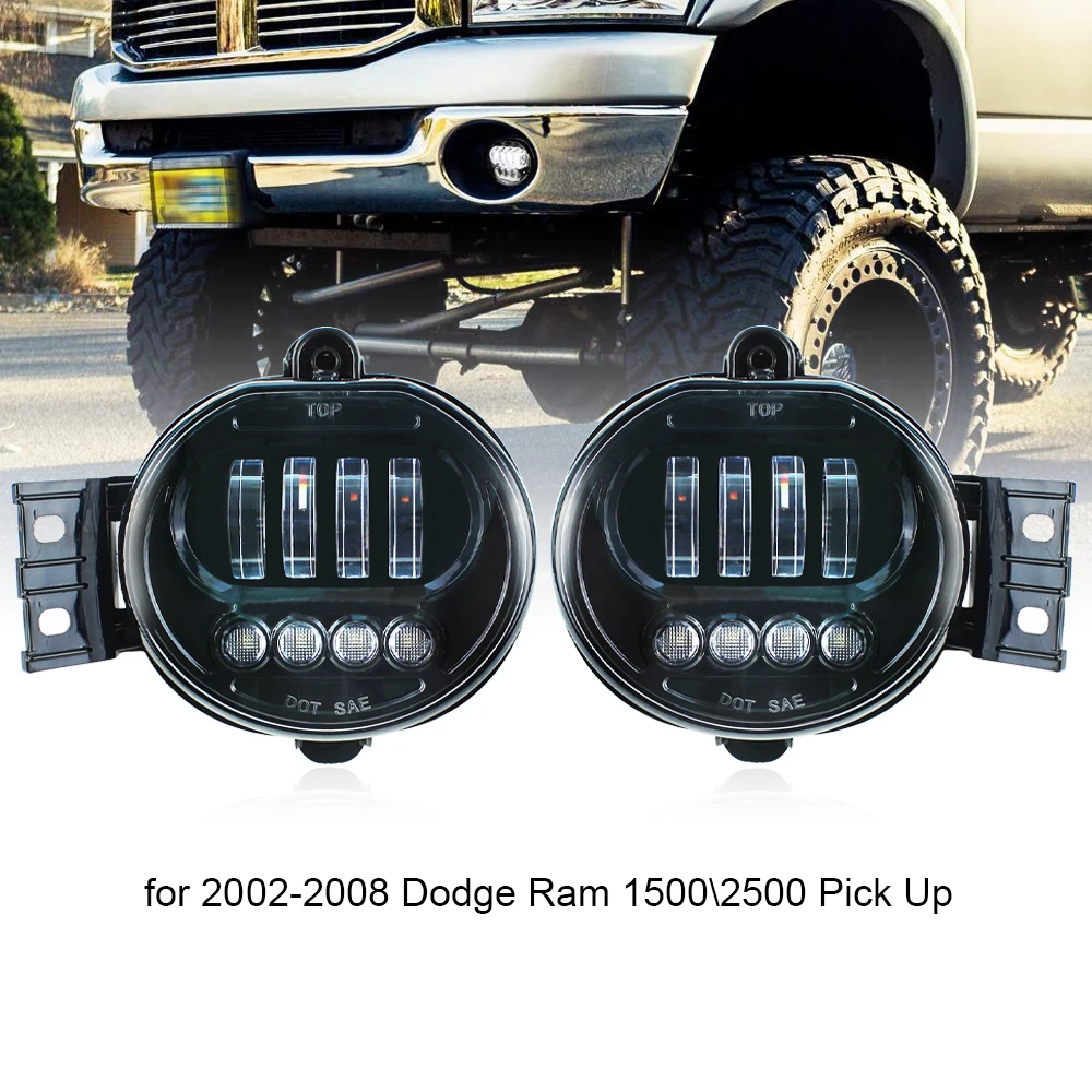 1 pair Led Fog Lamp Assembly Car Front Driving Projector Light for Dodge Ram 1500 2500 3500 2002-2008 Pick Up