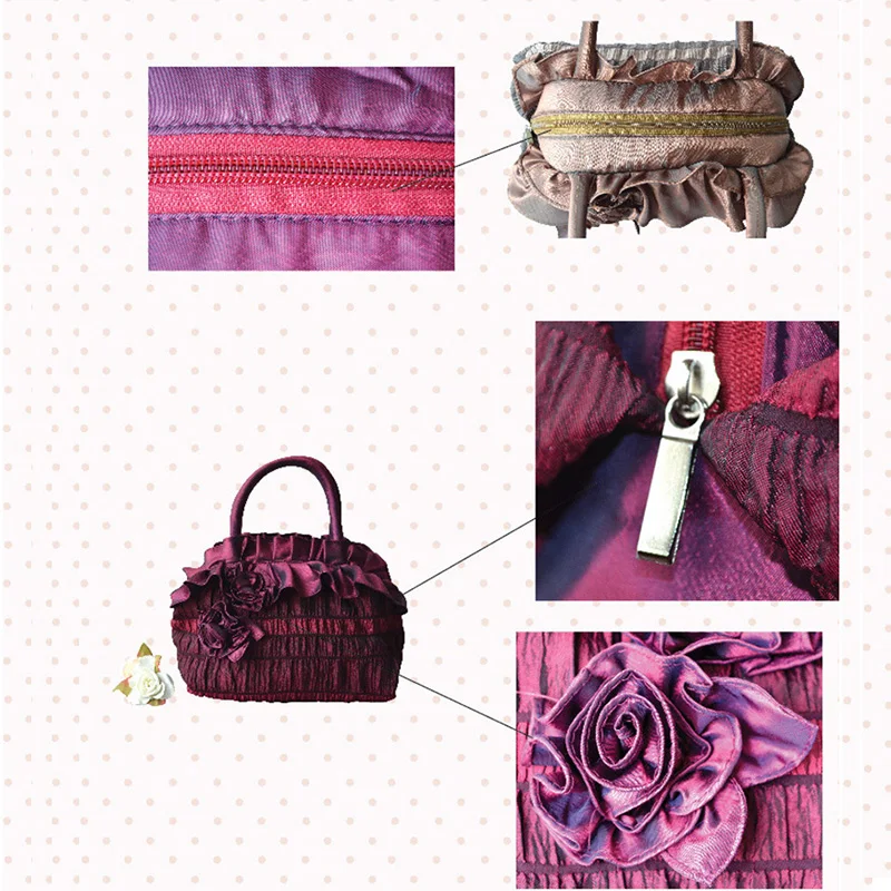 

LILY QUEEN Ladies Handbag Appliques Zipper Bag Women Casual Vintage Totes Bag