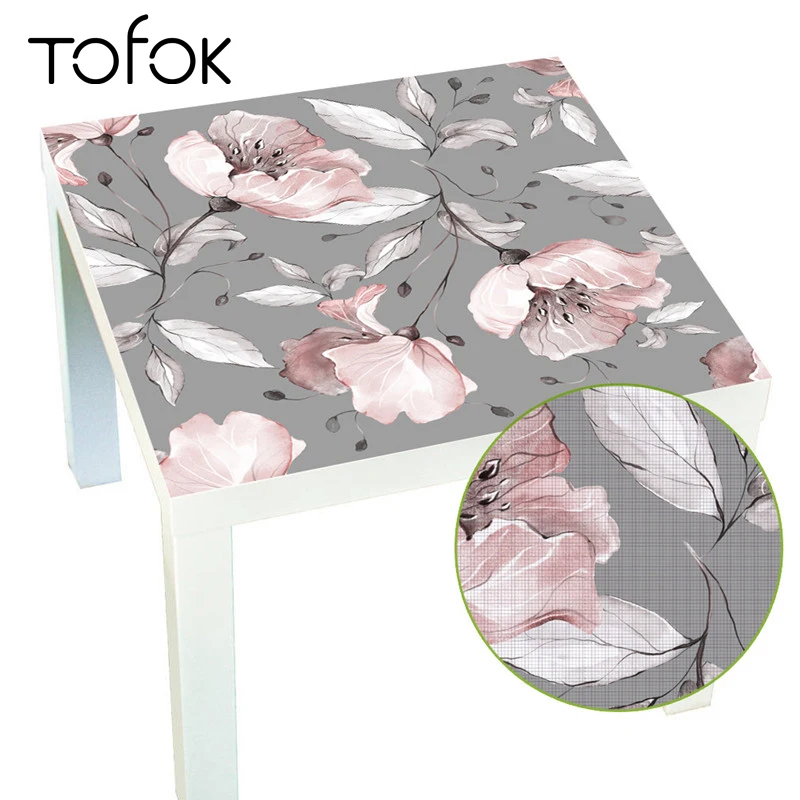 Tofok 55x55 см розовый лепесток розы Нескользящая пленка квадратные наклейки для стола самоклеющиеся маслостойкая домашняя мебель наземный Декор Наклейка