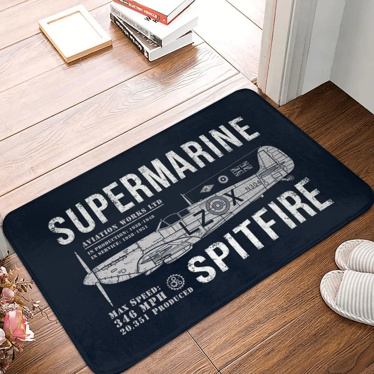 

Spitfire Doormat Carpet Mat Rug Polyester PVC Anti-slip Floor Decor Bath Bathroom Kitchen Bedroom 40x60