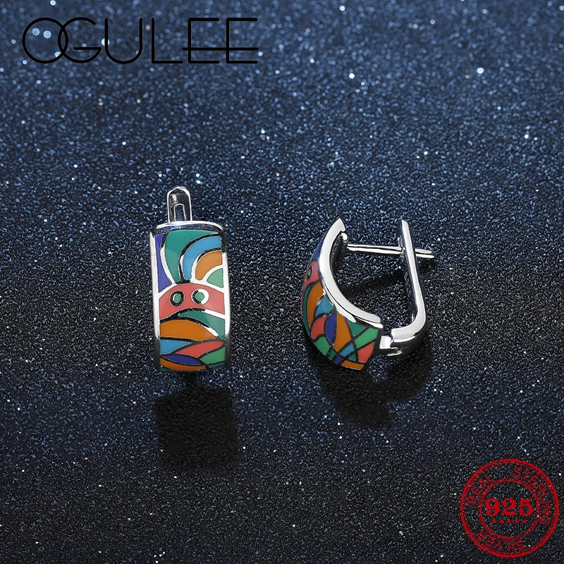 Женские серьги гвоздики из серебра 925 пробы с эмалью|Серьги-гвоздики| |