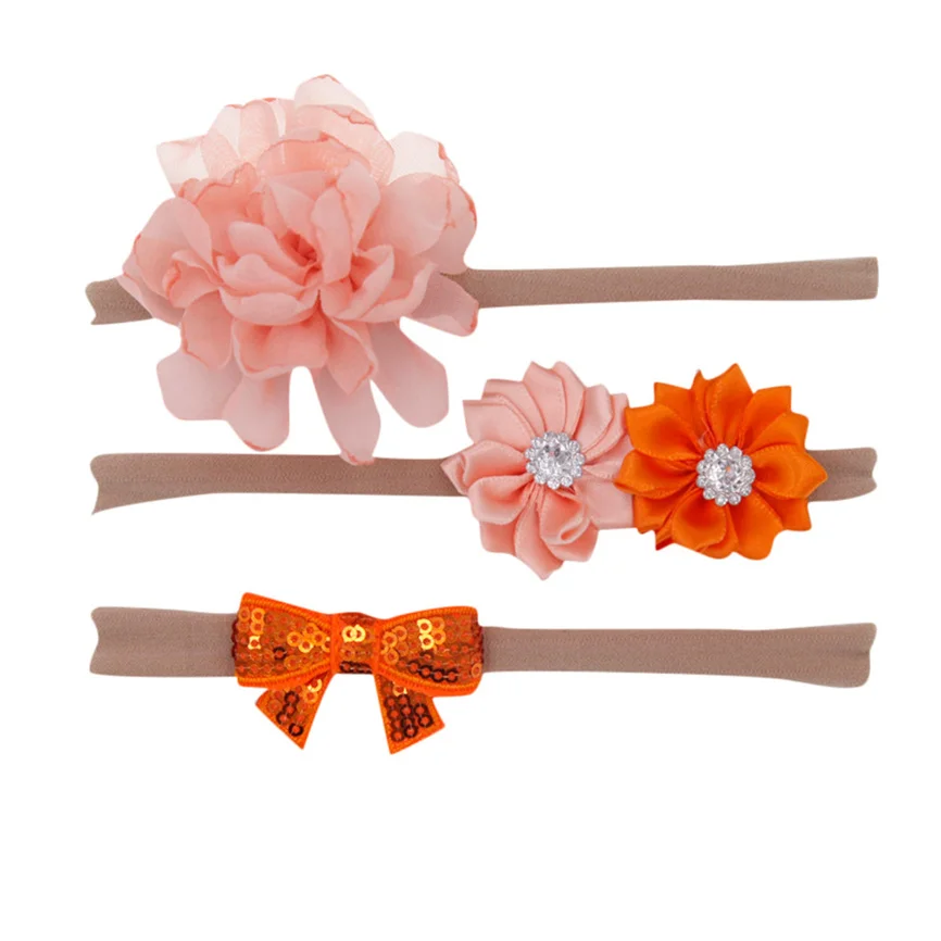 Повязка на голову для маленьких девочек с цветочным принтом 3 шт. эластичная