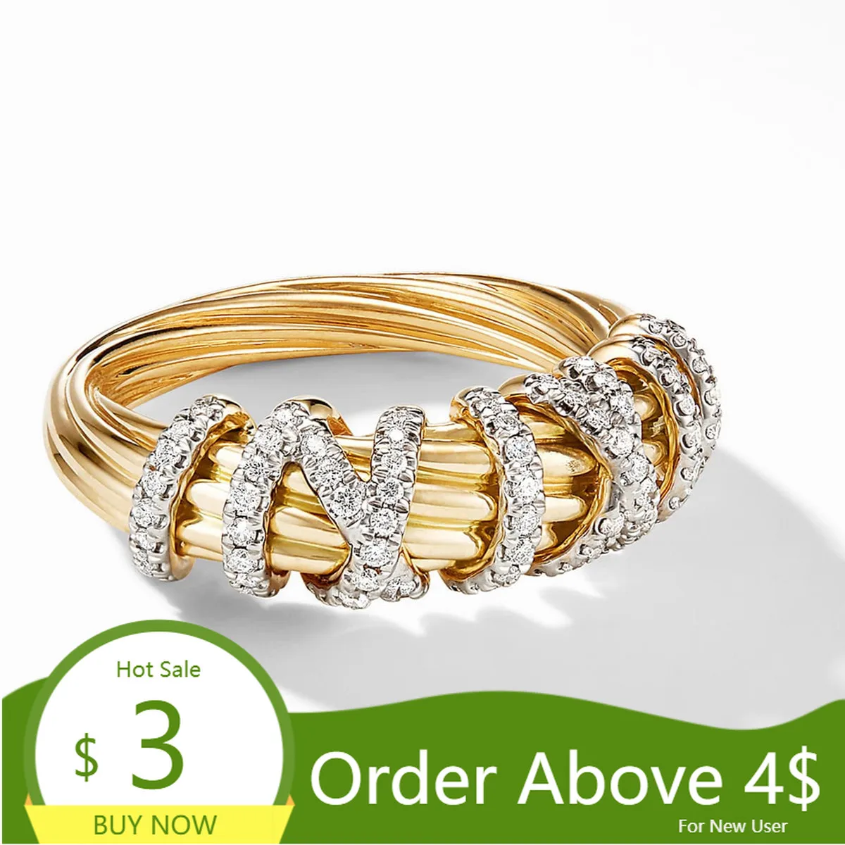 

Visisap Shining personality Geometric Micro Insert Stone Rings for Woman Gold Color Gifts Ring High Quality Free Shipping H071