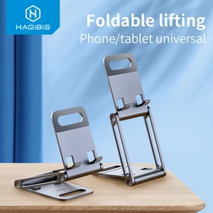 hagibis cell phone stand universal tablet desk holder adjustable foldable aluminum desktop stand for iphone 12 11 pro max ipad free global shipping