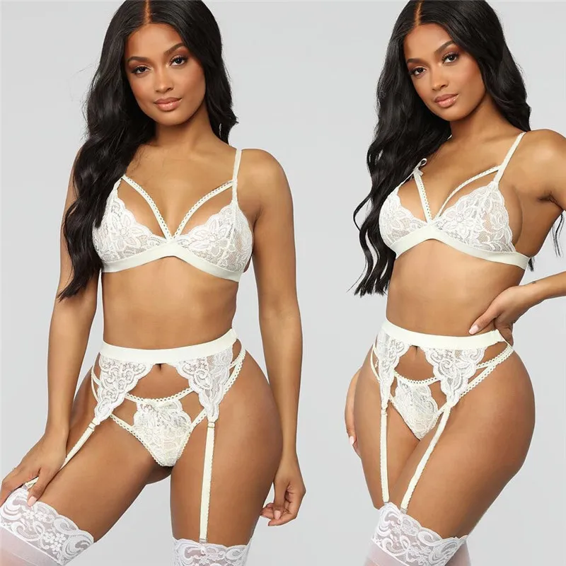 3 шт. M XL модное женское сексуальное экзотическое белье кружевной комплект с