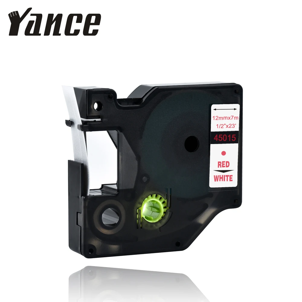 Yance 45015 совместимая наклейка с Dymo принтером D1 12 мм красный на белой этикетке
