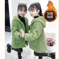 girls babys kids coat jacket outwear 2021 elegant warm plus velvet thicken winter autumn buttons%c2%a0school fleece childrens cloth