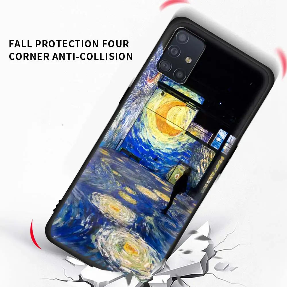 

Paintings Starry Night Van Gogh Case For Samsung Galaxy A51 A71 A21s A31 A41 A11 A12 A01 A91 A32 5G Black Shells Sheath Bolso