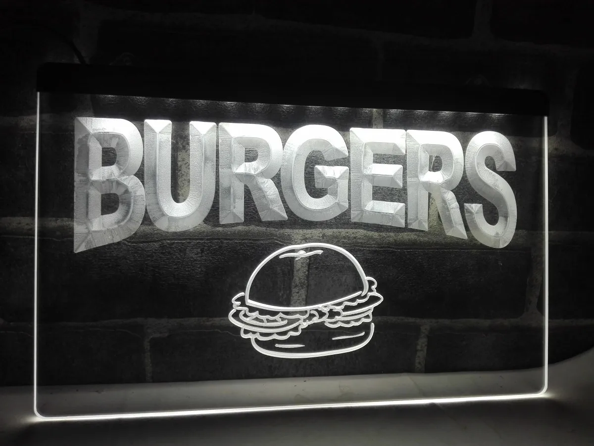 M082 гамбургеры кафе светодиодная неоновая световая вывеска | Дом и сад