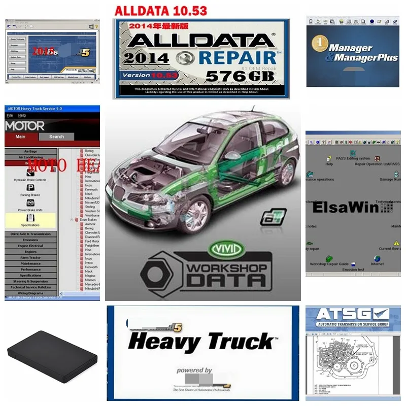 Alldata 50 программное обеспечение в 1 ТБ HDD Авто Ремонт 2021 Горячая v10.53 все данные Mit/Chell