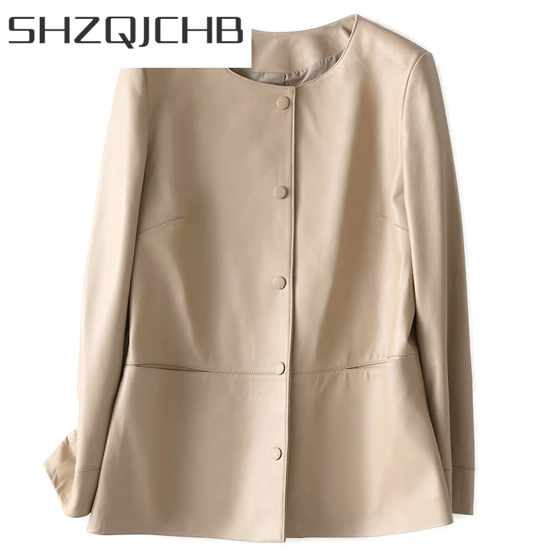 

JCHB 2021 Women Jacket Real Leather Spring Autumn Women's Natural Sheepskin Coat Korean High Quality Leather Coats HQ20-ZGY03A
