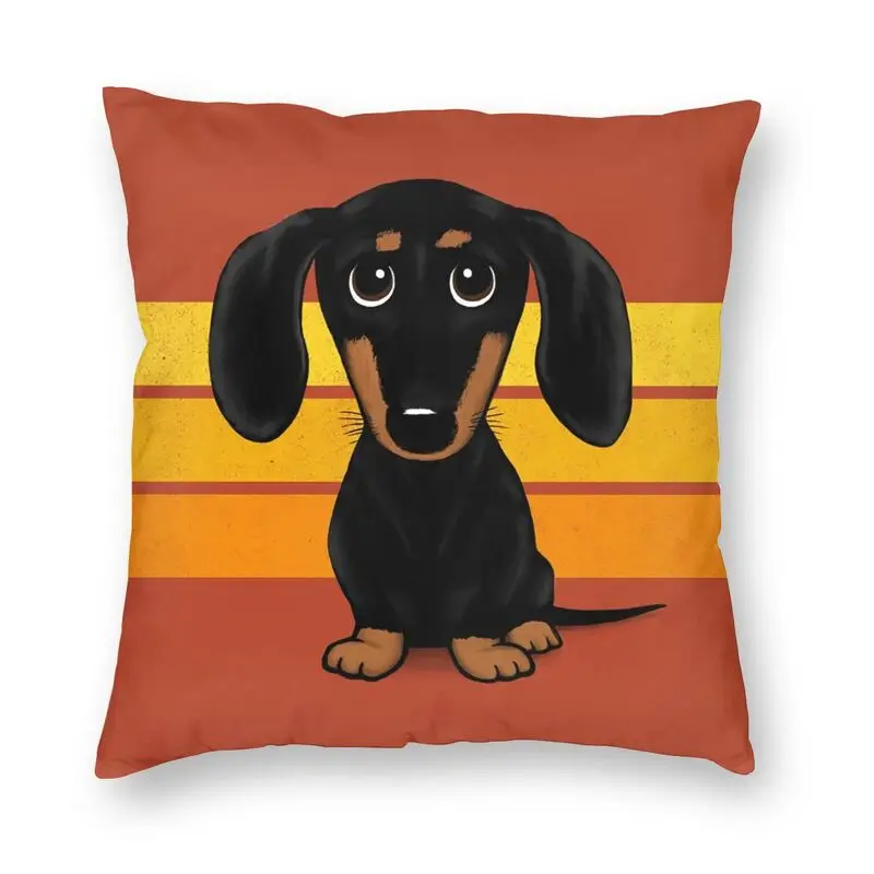 

Cute Black And Tan Smooth Coated Dachshund Cartoon Dog Floor Pillowcover Home Decorative Cushions Throw Pillow For Living Room