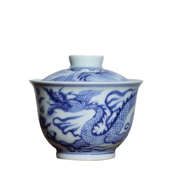 Jingdezhen imitaci&oacute;n Ming azul y blanco monta&ntilde;a Creaci&oacute;n de habitaci&oacute;n pintada a mano tenglong dos tueen 100 cc-2