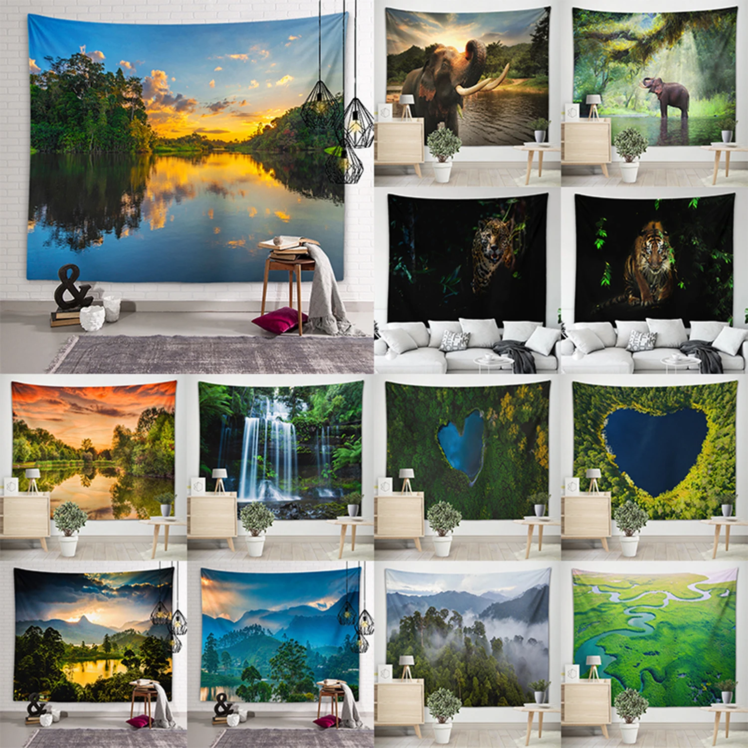 

ZheYu Tropical rainforest landscape art tapestry wall entertainer life bedspread beach towel