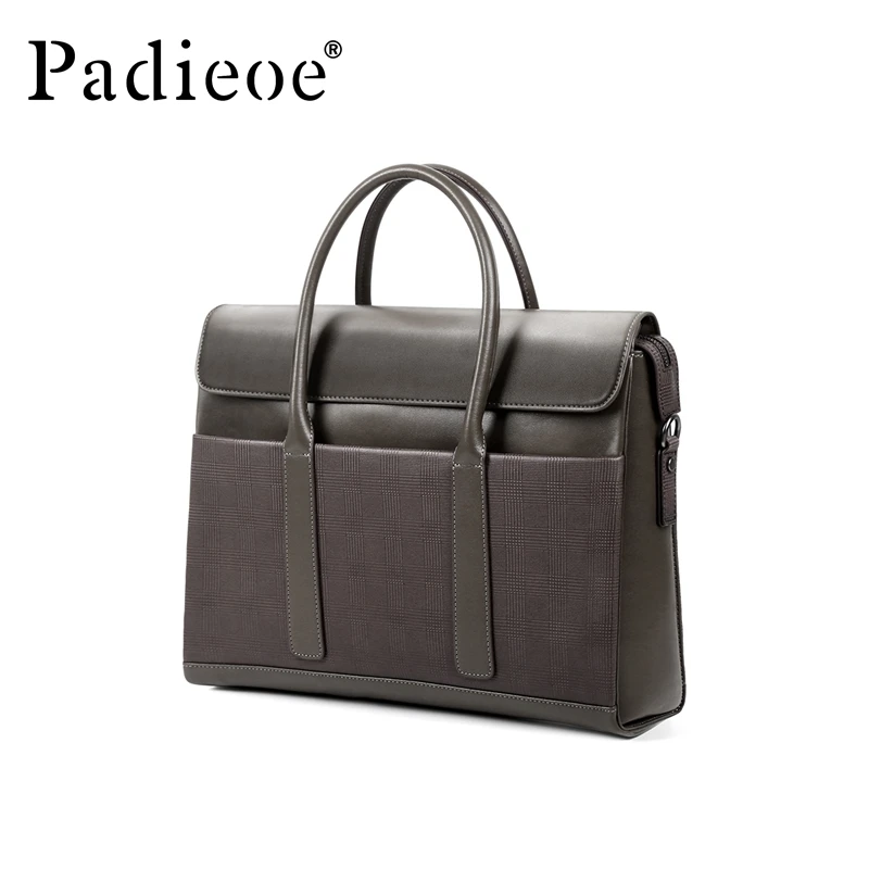 Padieoe men bag briefcase leather computer bag messenger handbag purses jobs genuine leather
