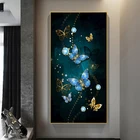 Современные постеры с изображениями золотых и розовых цветов на стену, живопись на холсте бабочка, настенные картины для украшения дома, Куадрос