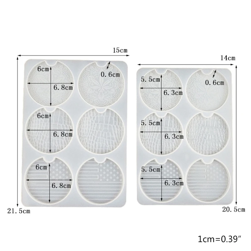 

J60E Car Coaster Epoxy Resin Mold DIY Crafts Ornaments Cup Mat Mug Pad Silicone Mould