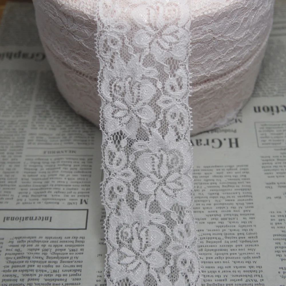 Акция рулон 207 ярдов ширина 60 мм светло-розовая эластичная кружевная отделка