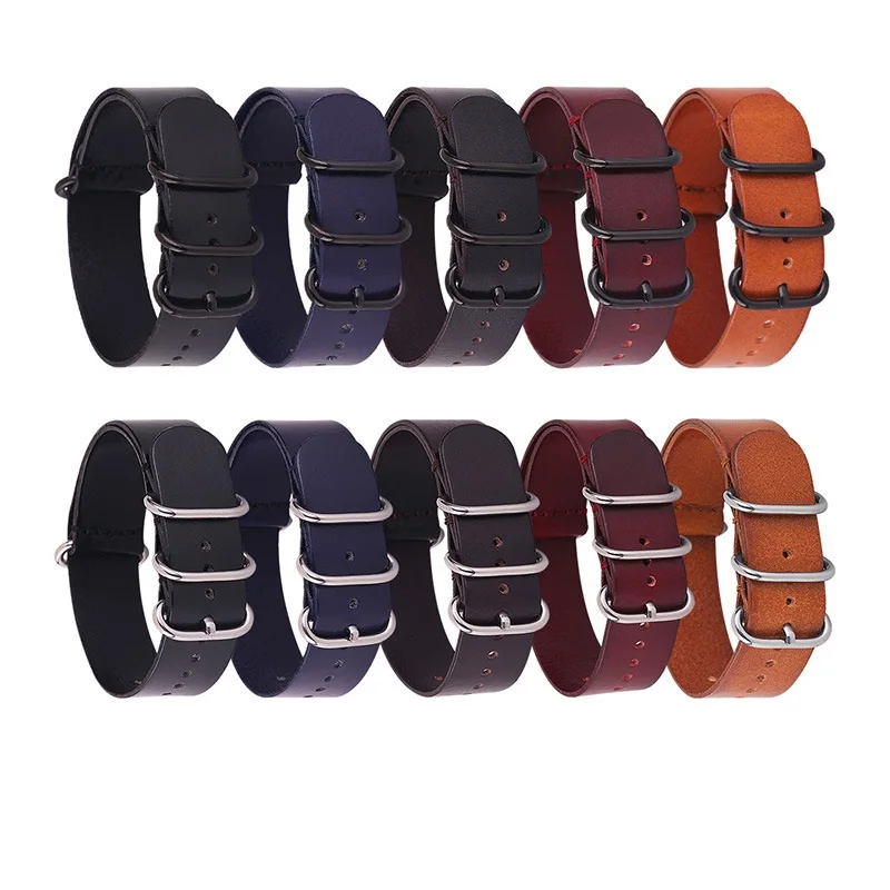 Ремешок ZULU для наручных часов в стиле НАТО кожаный сменный Браслет с пряжкой