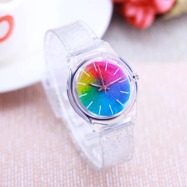 Women's Men's Luxury Quartz Starry-Sky Face Wristwatch Girls Boys Students Gifts Colorful Rubber Strap Water Resistant Watches 3