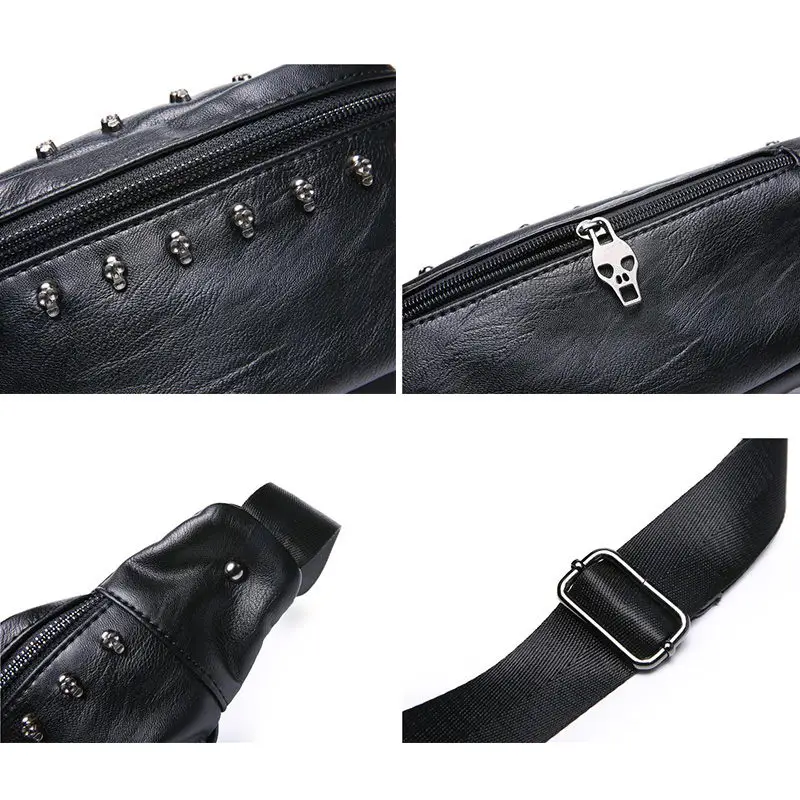 DIINOVIVO Rivet Waist Pack Women Skull Designer Chest Bags Female Banana Bag PU Leather Fanny Travel WHDV1338 | Багаж и сумки