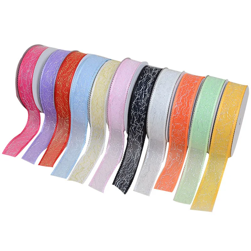 20 ярдов 25 мм атласная лента из органзы для края золотого и серебряного цвета