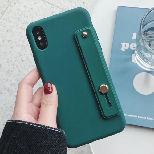 Простой ярких цветов браслет кронштейн чехол для iphone 11 Pro Max 8 7 плюс 6 для iphone X XR XS MAX чехол для apple силиконовый чехол - Цвет: Dark green