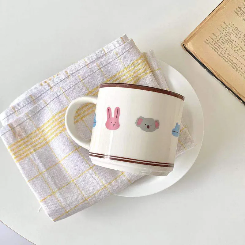

Original Designer Bear Bunny Mugs Large Capacity Lovely Creative South Korean Girls Heart INS Breakfast Coffee Ceramic Cup