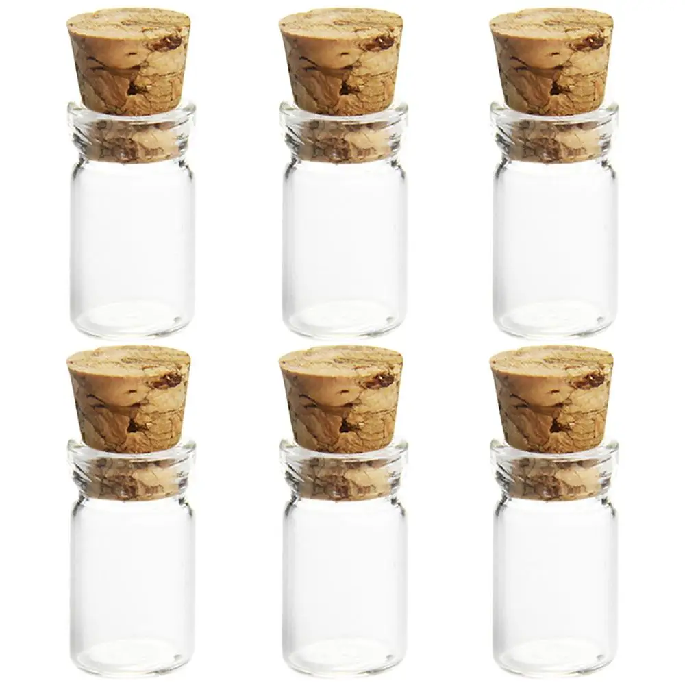 6Pcs 11x35mm 2ml Цена мини, из прозрачного стекла бутылки Флаконы пустой образец банки с пробкой сообщение флакон свадьбы желаний бутылка, Лидер продаж - Цвет: 6Pcs 11x35mm 2ml