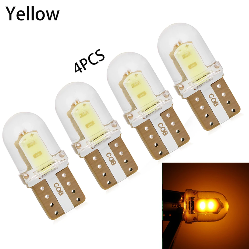 Цвет: желтый 4 шт. 10 SMD W5W 194 168 светодиодный светильник Canbus без ошибок - Испускаемый цвет: Цвет: желтый