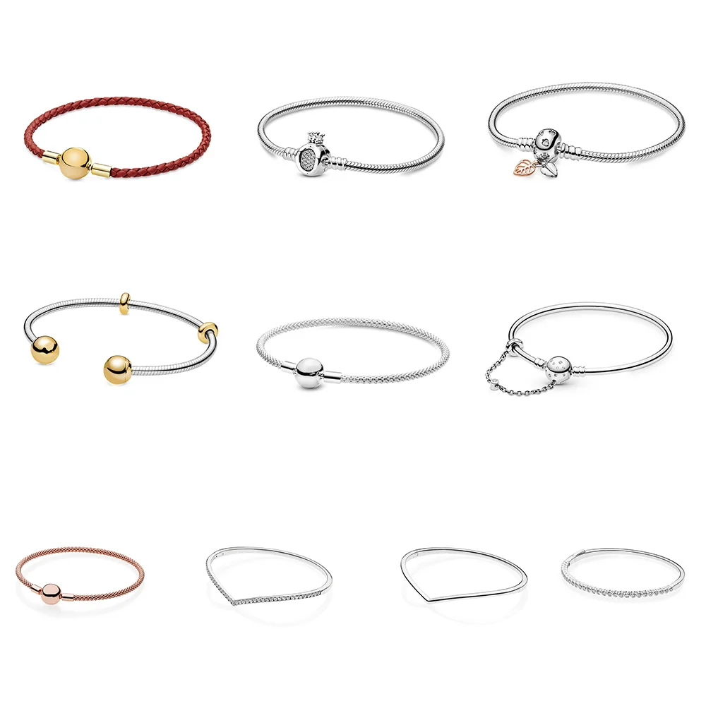 

925 Sterling Silver Bracelets Bangles Diy Rope Chain Rose Gold Color Round Buckle For Women Party Birthday Fine Jewelry
