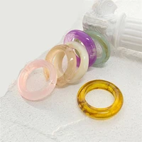 geometric round acrylic transparent resin rings set for women girls pattern colorful transparent ring rings jewelry ring women