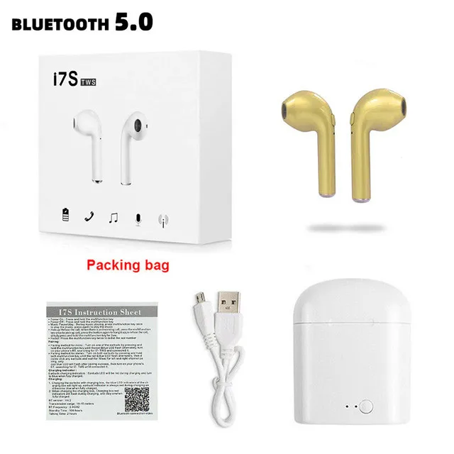 i7s Gold RGLM i7s TWS беспроводные наушники Bluetooth наушники i9s TWS Bluetooth наушники спортивные наушники гарнитура с микрофоном для смартфона - Цвет: i7s Gold